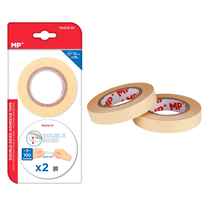 Αυτοκόλλητη Ταινία Διπλής Όψης Μπεζ 10mx12mm 2τμχ PA512-01