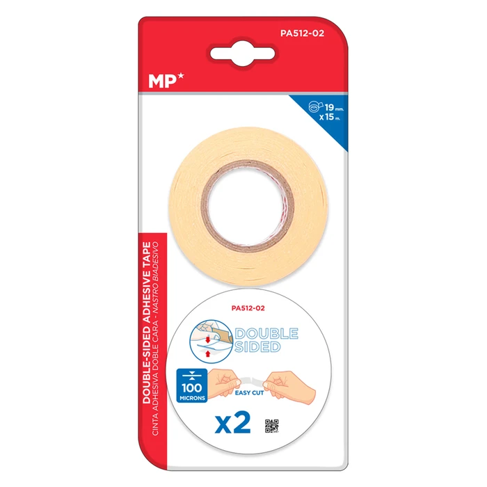 Mp Κολλητική Ταινία Διπλής Όψεως Pa512-02, 19mm, 15m, Μπεζ, 2τμχ