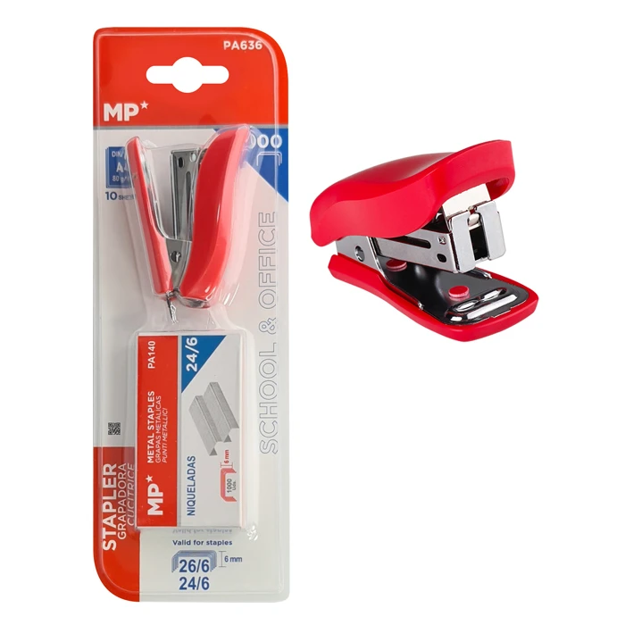 Mini Συρραπτικό Mp Με Ανταλλακτικά Pa636 24/6-26/6 10 Φύλλα Κόκκινο