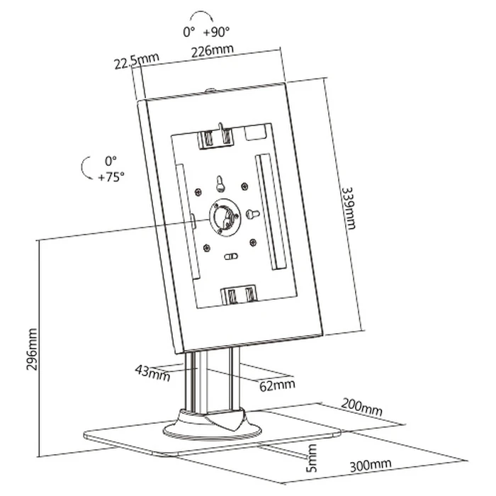 Βάση Tablet Brateck επιτραπέζια PAD34-03, αντικλεπτική, 9.7-11", λευκή