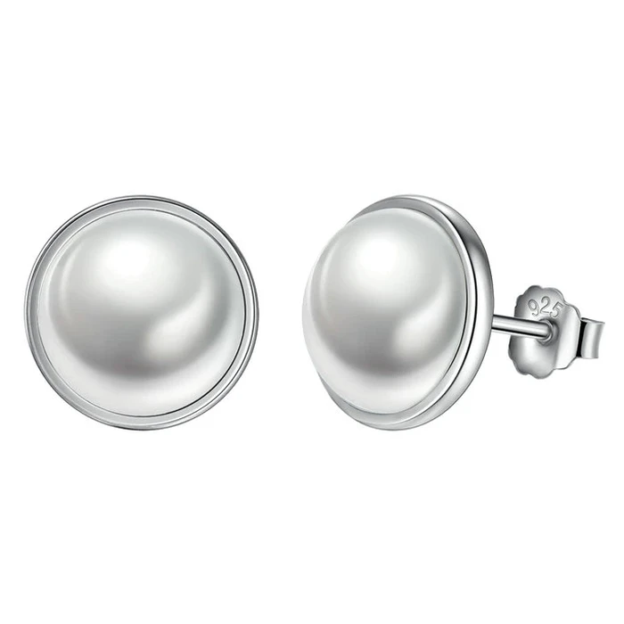 Σκουλαρίκι Bamoerα Καρφωτά Pas489 με Λευκή Πέρλα, Ασήμι 925, Ασημί