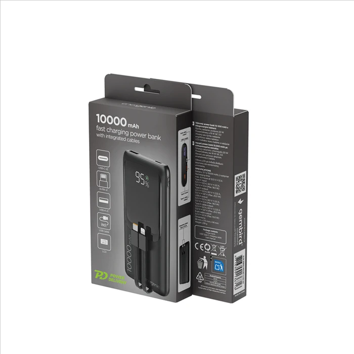 Energenie Power Bank 10000mAh 20W με USB-A & USB-C Μαύρο