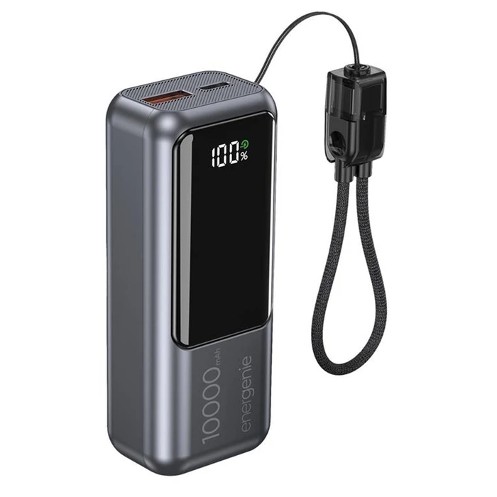 Energenie Compact Power Bank 10000mAh 20W με USB-A & USB-C (PD/QC) Γκρι