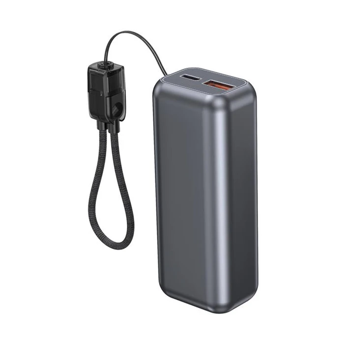 Energenie Compact Power Bank 10000mAh 20W με USB-A & USB-C (PD/QC) Γκρι