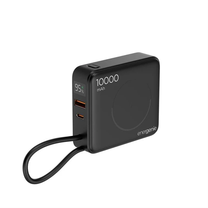 Energenie Fast Power Bank 10000mAh 20W με Ασύρματη Φόρτιση, USB-A & USB-C Μαύρο