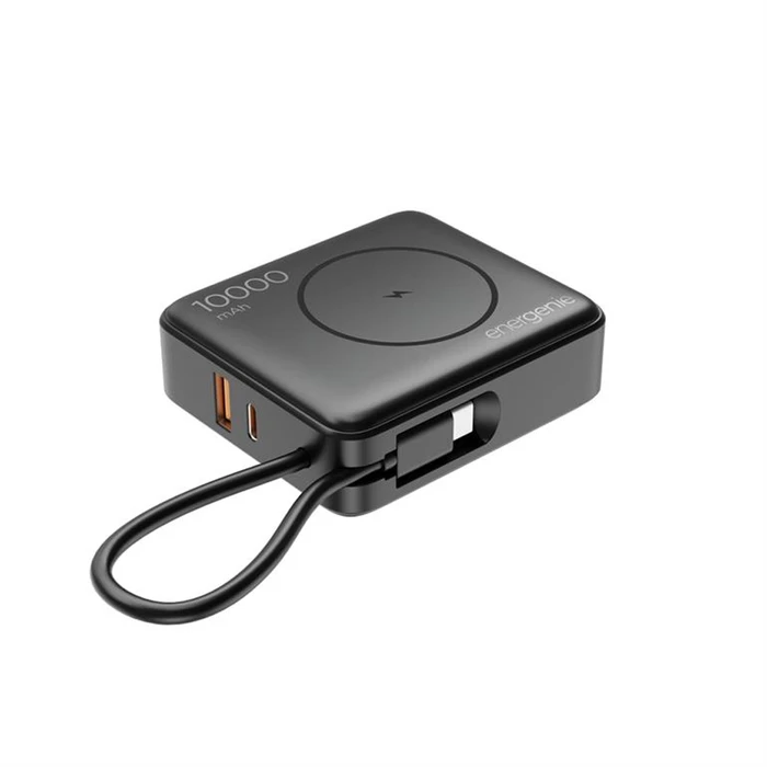 Energenie Fast Power Bank 10000mAh 20W με Ασύρματη Φόρτιση, USB-A & USB-C Μαύρο