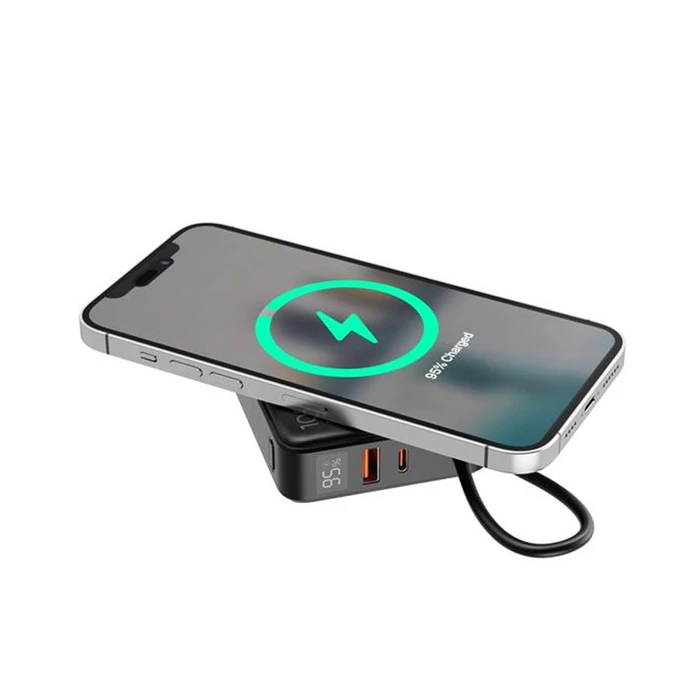 Energenie Fast Power Bank 10000mAh 20W με Ασύρματη Φόρτιση, USB-A & USB-C Μαύρο