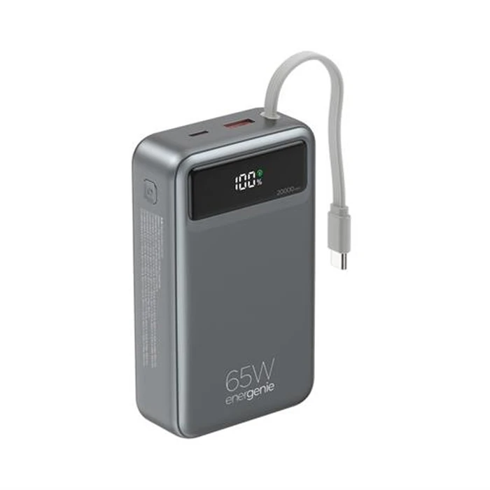 Energenie Fast Power Bank 20000mAh 65W με USB-A και USB-C Power Delivery / Quick Charge Μαύρο