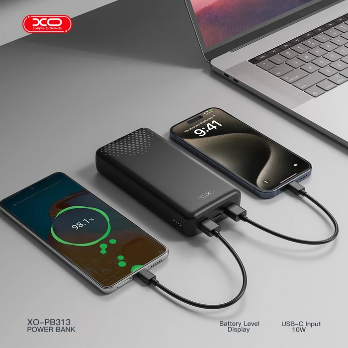 XO Powerbank 20000mAh Μαύρο PB313
