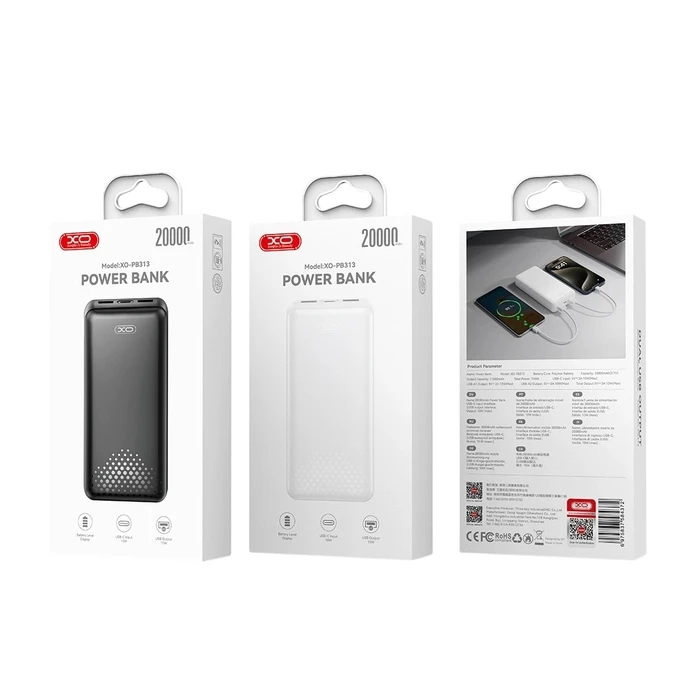 XO Powerbank 20000mAh Μαύρο PB313
