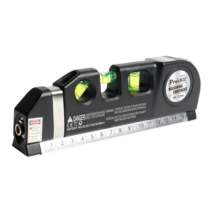 Αλφάδι Laser Proskit Γραμμικό Pd-161-C με Κόκκινη Δέσμη, Μετροταινία