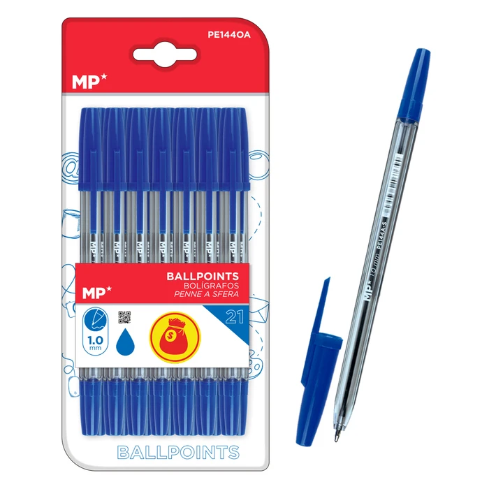 MP ballpoint pen set PE144OA, 1.0mm, blue, 21 pcs