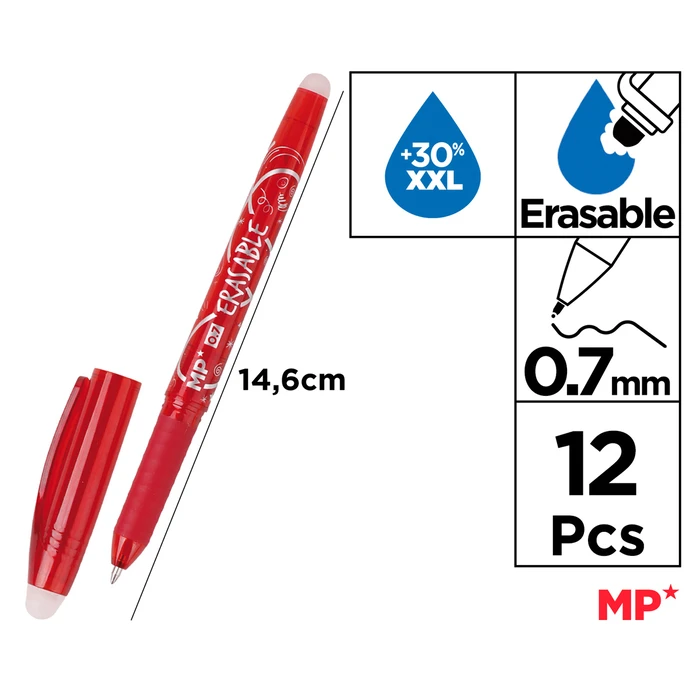 MP στυλό διαρκείας PE217R-S erasable 0.7mm κόκκινο