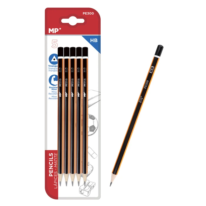 Ξύλινο Μολύβι Mp Pe300 Τρίγωνο Hb 5τμχ