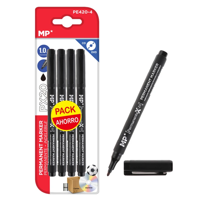 Ανεξίτηλος Μαρκαδόρος Mp Pe420-4 Για Cd-Dvd 1mm Μαύρος 4τμχ