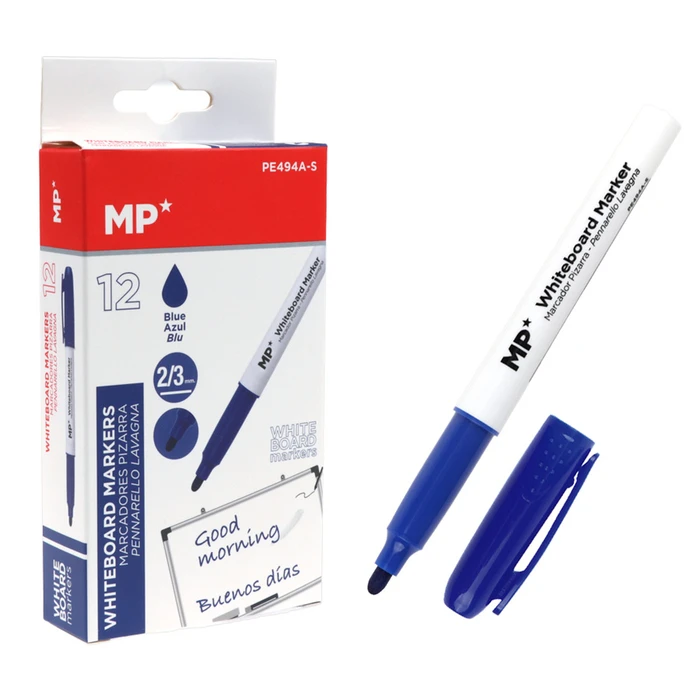 Μαρκαδόρος Ασπροπίνακα Mp Pe494a-S Πάχος Μύτης 2-3mm Μπλε 12τμχ