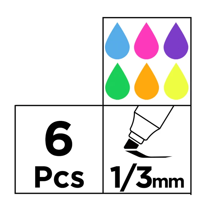 Μαρκαδόροι Υπογράμμισης Mp Pe519 Διάφορα Χρώματα 1/3mm 6τμχ