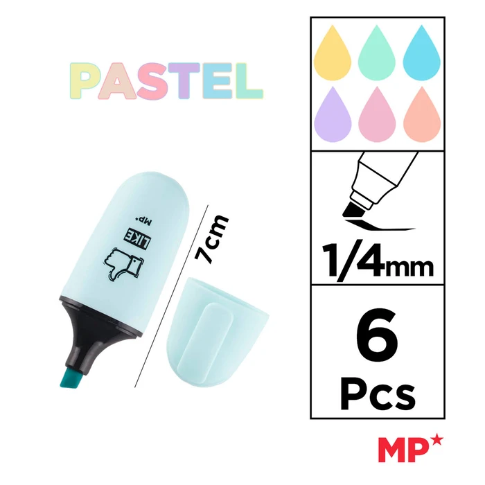 MP Mini Highlighter Marker Set Pastel 6pcs (PE532-C)