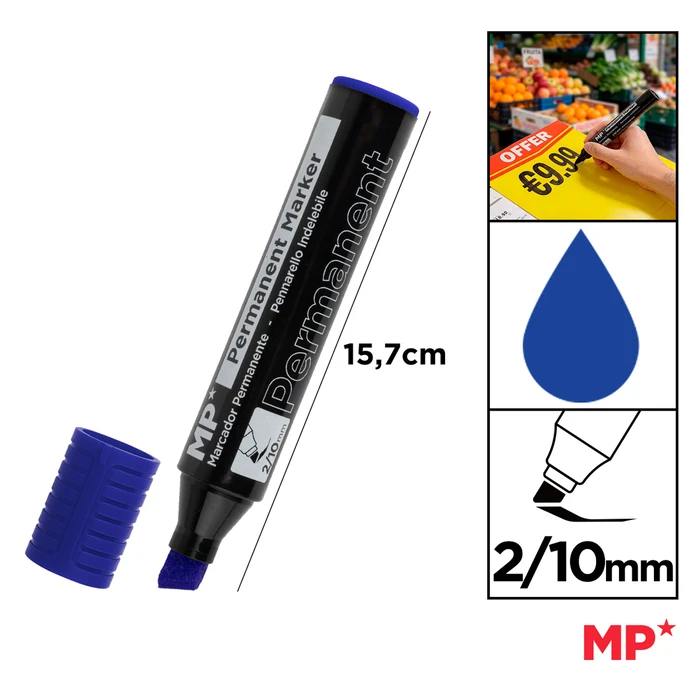 MP Permanent Marker PE549-01, 2-10mm Tip, Blue