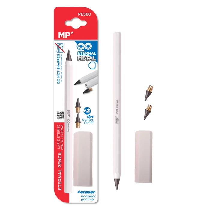 MP eternal Mechanical Pencil PE560 with Eraser & 2x Replacement Leads, White