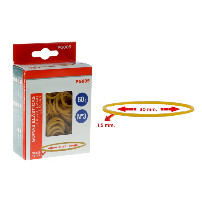 Λαστιχάκια Συσκευασίας MP Pg005 σε Κουτί, No3, 1.5X30Mm, 60G