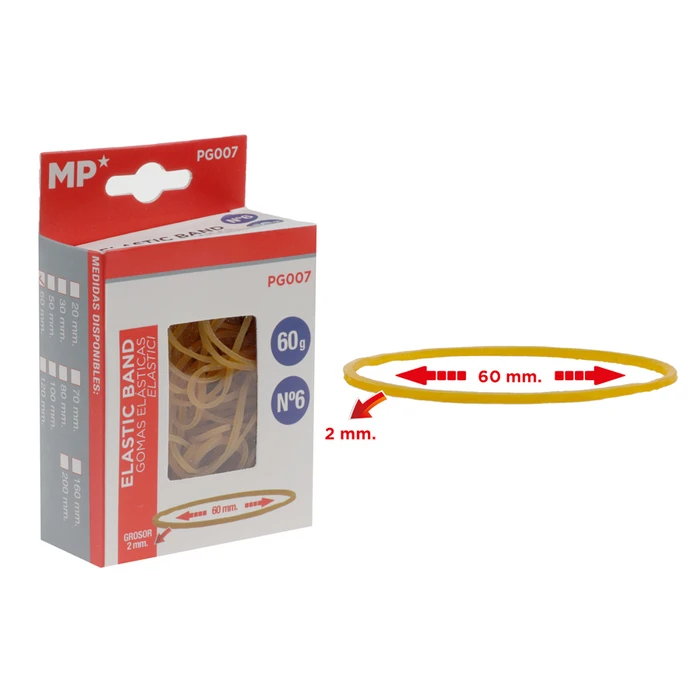 Λαστιχάκια Συσκευασίας MP PG007 σε κουτί, No6, 2x60mm, 60g