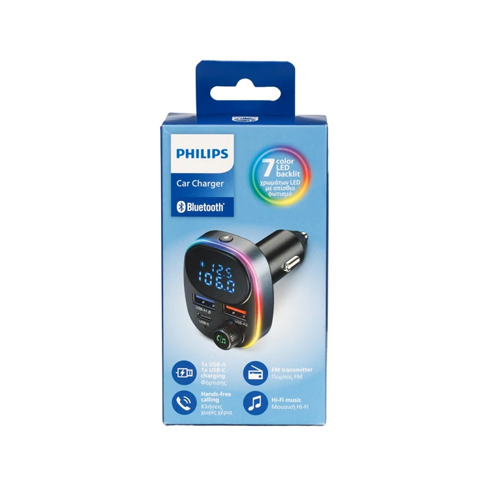 FM Transmitter Αυτοκινήτου Philips DLP5531NB/GRS με Type-C και USB