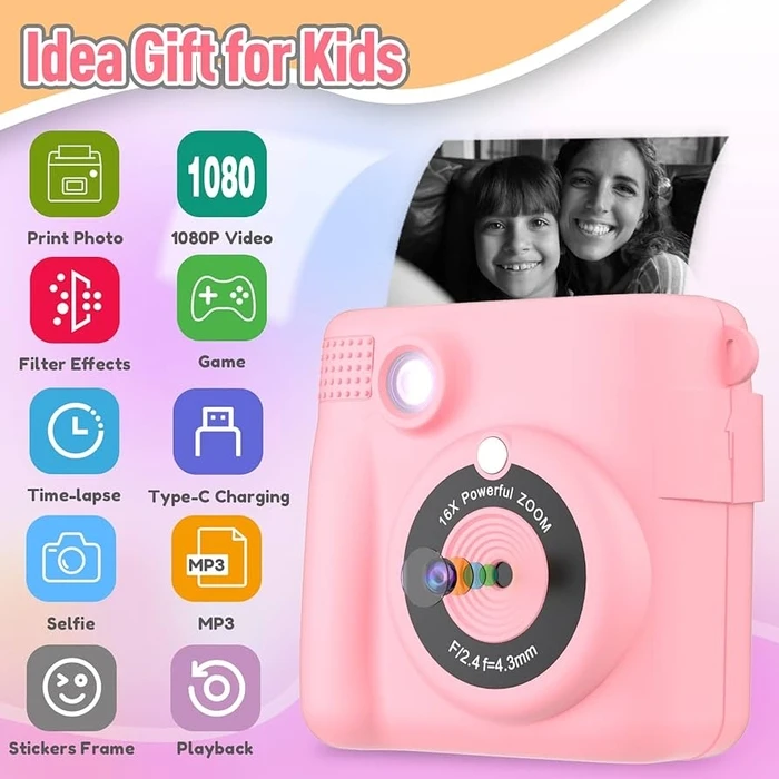Φωτογραφική Μηχανή Lamtech KID Instant with FLASH Pink