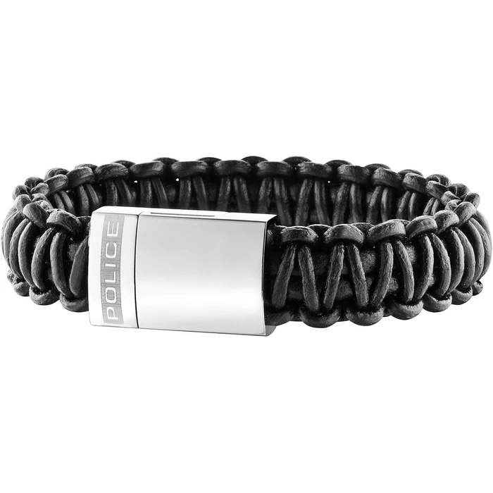 Ανδρικό Βραχιόλι Police Pj25687Blb01S (17cm) Δερμάτινο Black