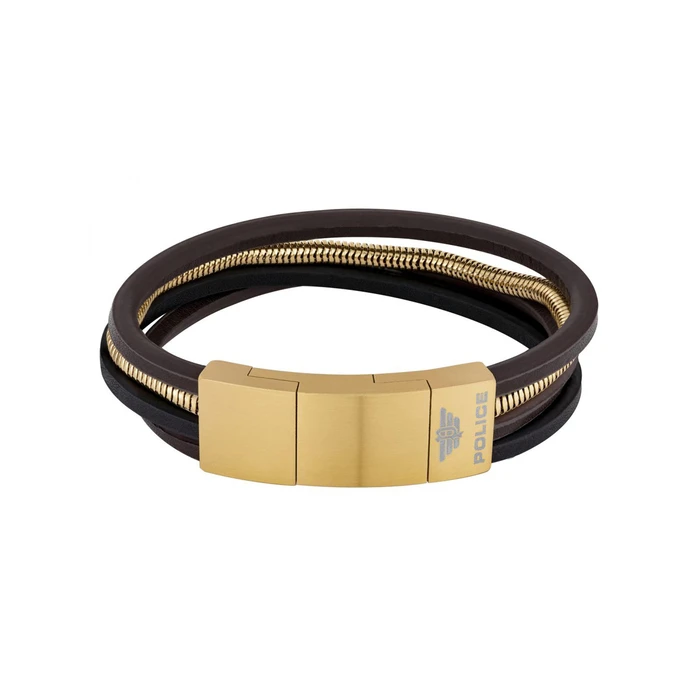 Ανδρικό Βραχιόλι Police Pj26551Bsg.02 (19-21cm) Δερμάτινο Brown