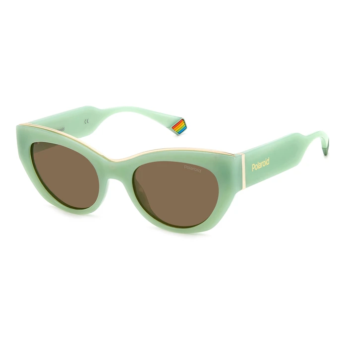 Polaroid Women Sunglasses PLD6199SX1EDF – Cat Eye Brown Polarized Lenses, Resin Frame (Green)