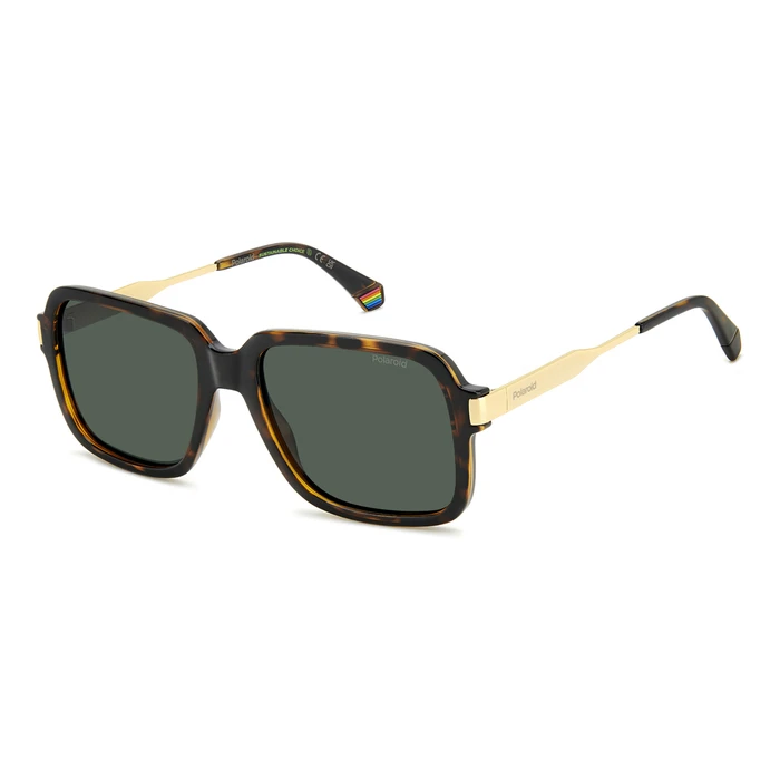 Polaroid Men's Sunglasses PLD6220/S/X 086 (56/18/140 mm, Brown Tortoise Frame, Green Lenses)