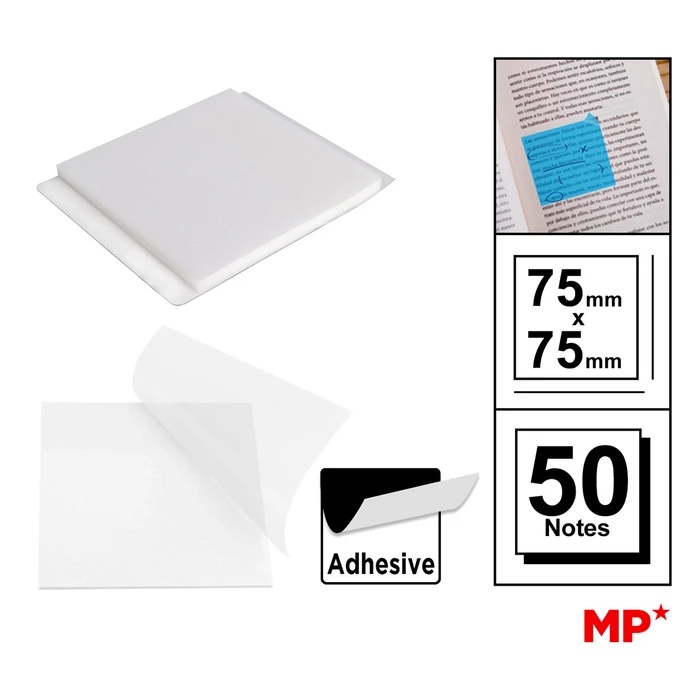 Αυτοκόλλητα Χαρτάκια Σημειώσεων MP Pn346-05, 75X75Mm, Διάφανα, 50Τμχ