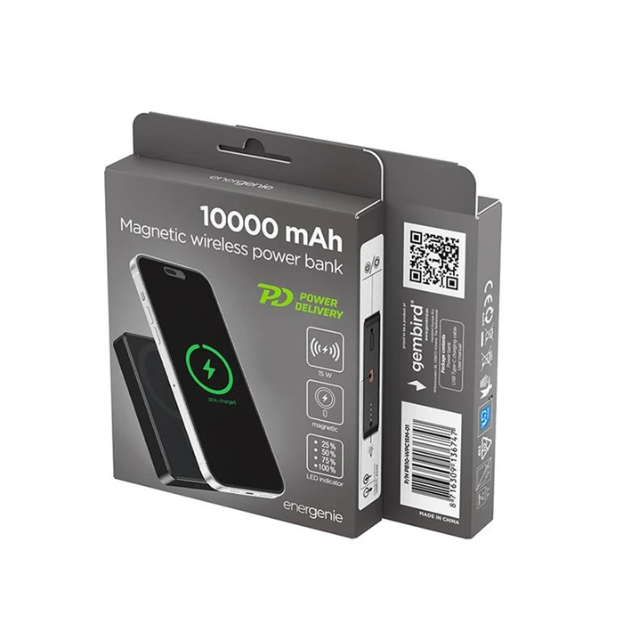 Energenie Magnetic MagSafe Power Bank 10000mAh 15W με Θύρα USB-C Power Delivery / Quick Charge / PPS Μαύρο