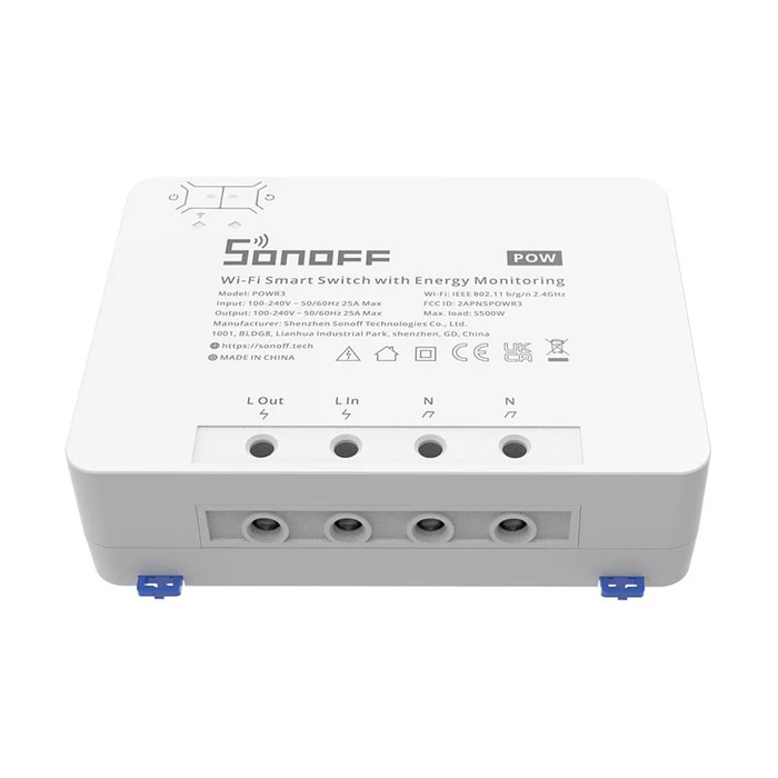 Ενδιάμεσος Διακόπτης Sonoff smart παρακολούθησης ισχύος POWR3, WiFi, 25A, λευκός