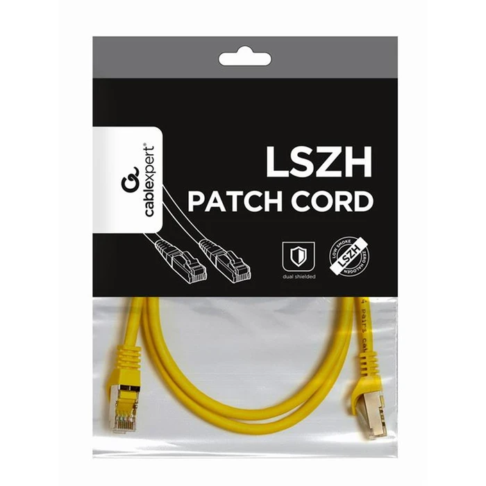 Gembird S/FTP Cat6A LSZH Patch Cable 1m Yellow (PP6A-LSZHCU-Y-1M)