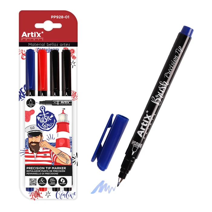 Μαρκαδόρος Paints Artix Σχεδίου Pp928-01 Μπλε/Μαύρο/Κόκκινο 4τμχ