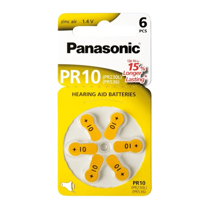 Panasonic Hearing Aid Batteries Zinc Air 1.4V 6pcs PR10