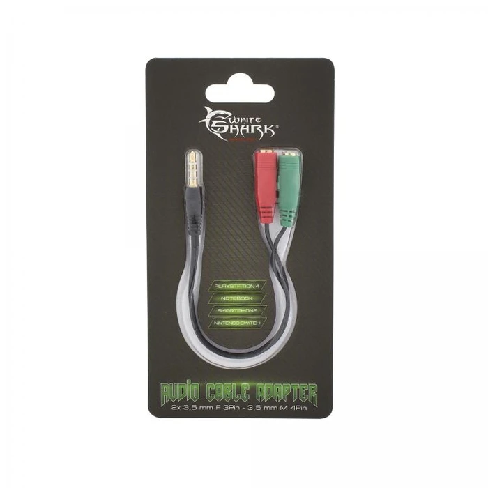 Αντάπτορας 3,5mm White Shark x 2F.3pin - 3,5mm M.4pin 0,2m
