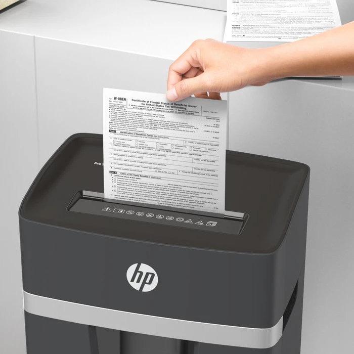 Καταστροφέας Εγγράφων HP OneShred 8CC 2801 με συνδετήρες και καρτών Cross Cut P4