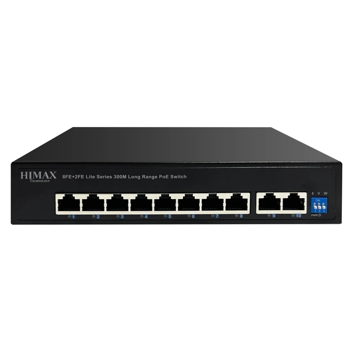 Network Switch Himax PoE PS1802E-L, 8x PoE & 2x Ethernet θύρες, έως 100Mbps
