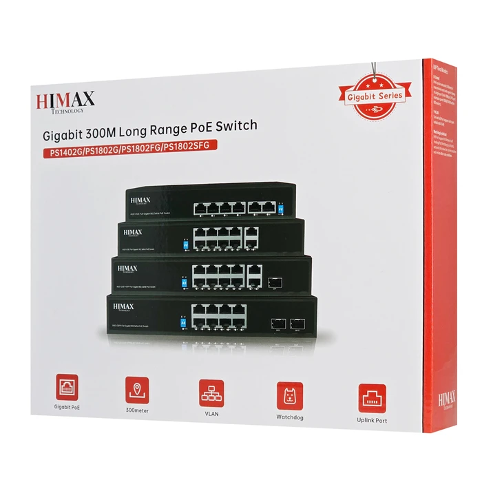 Network Switch Himax PoE PS1802G, 8x PoE & 2x Ethernet θύρες, έως 1000Mbps