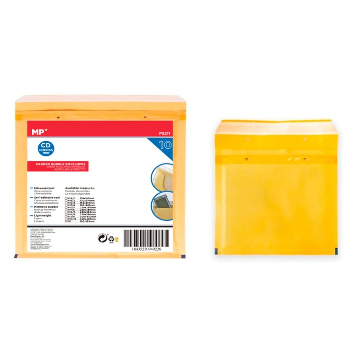 Σετ Φάκελοι με Φυσαλίδες MP Ps211, 180X165Mm, Καφέ, 10Τμχ