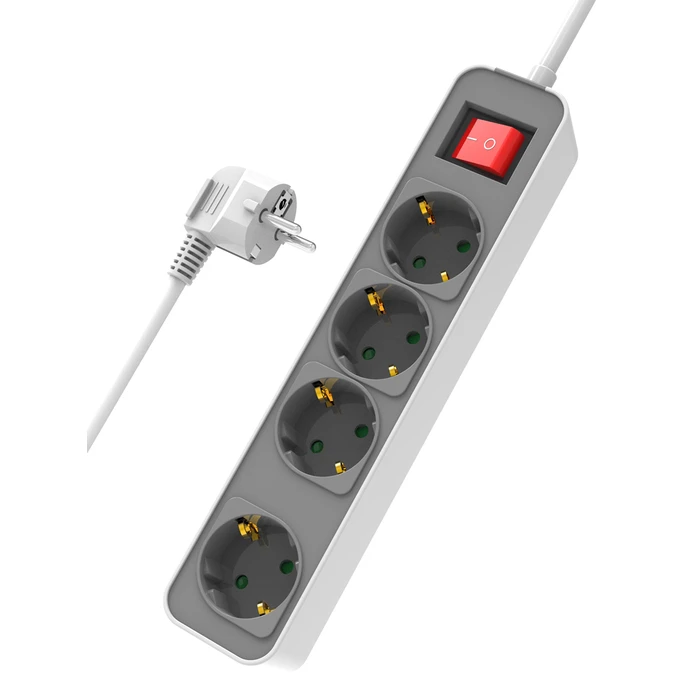 Πολύπριζο Ασφαλείας Powertech PT-1056, 4x schuko, 16A, 1.4m, λευκό