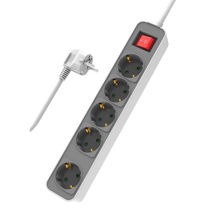 Πολύπριζο Ασφαλείας Powertech PT-1057, 5x schuko, 16A, 1.4m, λευκό