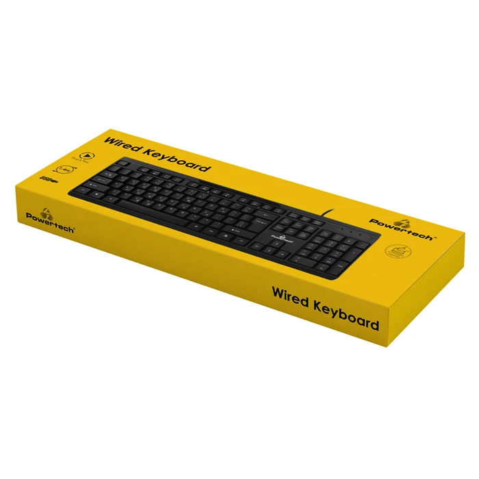 Πληκτρολόγιο Ενσύρματο Powertech PT-1069, multimedia, 1.4m EN/GR, μαύρο