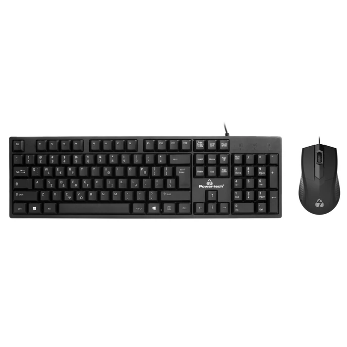 Σετ Πληκτρολόγιο Και Ποντίκι Ενσύρματο Powertech PT-1075, 1000dpi, μαύρο