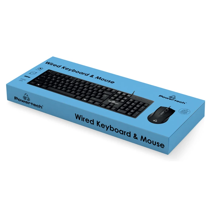 Σετ Πληκτρολόγιο Και Ποντίκι Ενσύρματο Powertech PT-1075, 1000dpi, μαύρο