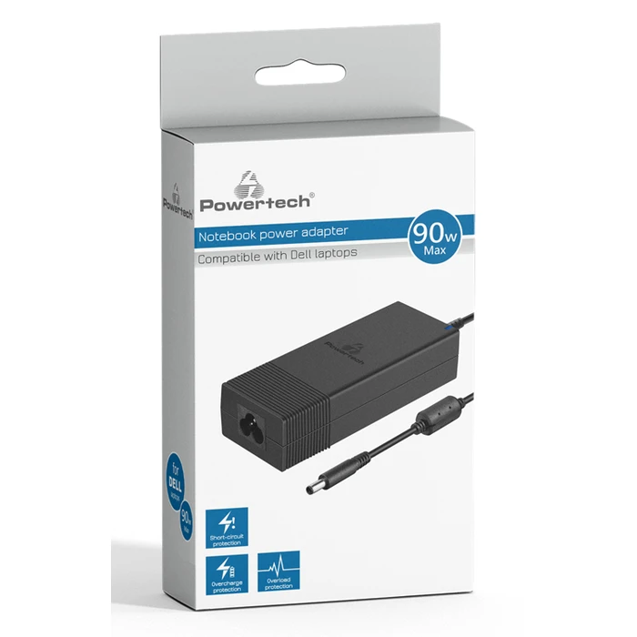 Φορτιστής Laptop 90W Powertech PT-1083 για Dell, 1.2m, μαύρο
