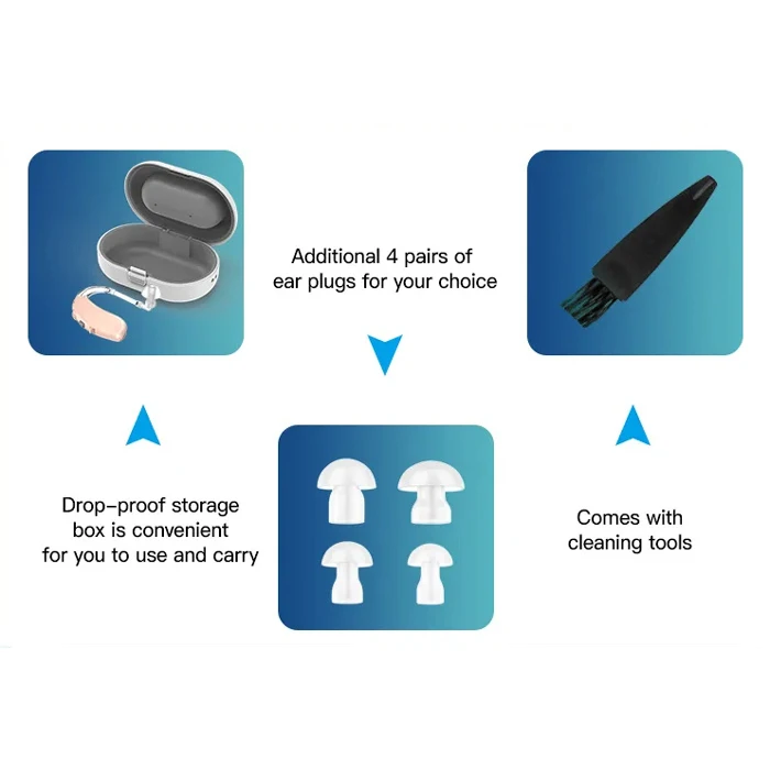 Ακουστικό Βαρηκοΐας Powertech PT-1095 με Θήκη, επαναφορτιζόμενο, μπεζ